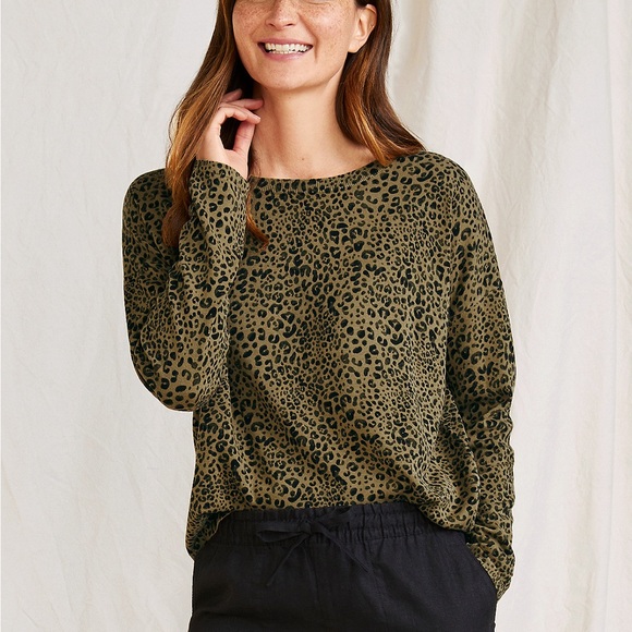 Garnet Hill Silk Cotton Leopard Print Sweater NWOT - Picture 1 of 16
